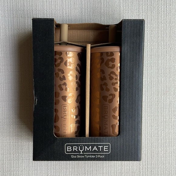 BruMate 12oz Straw Tumbler 2- Pack - GOLD LEOPARD